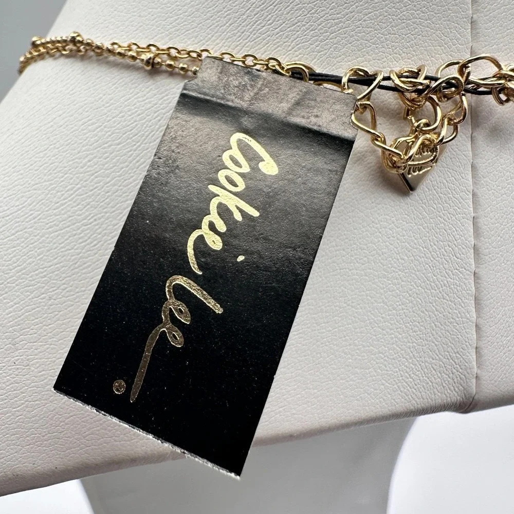 Vintage Y2K Cookie Lee Red Stone‎ Necklace Gold Tone Filigree Tassel Statement